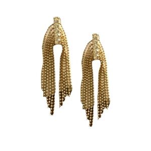 Gold Metal Fringe Tassel Post Earrings